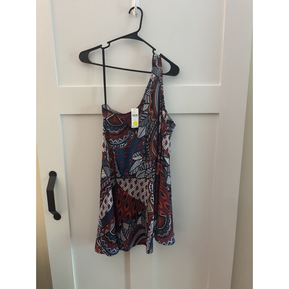 NWT Anthropologie Women's One-shoulder geometric print blouse Size M